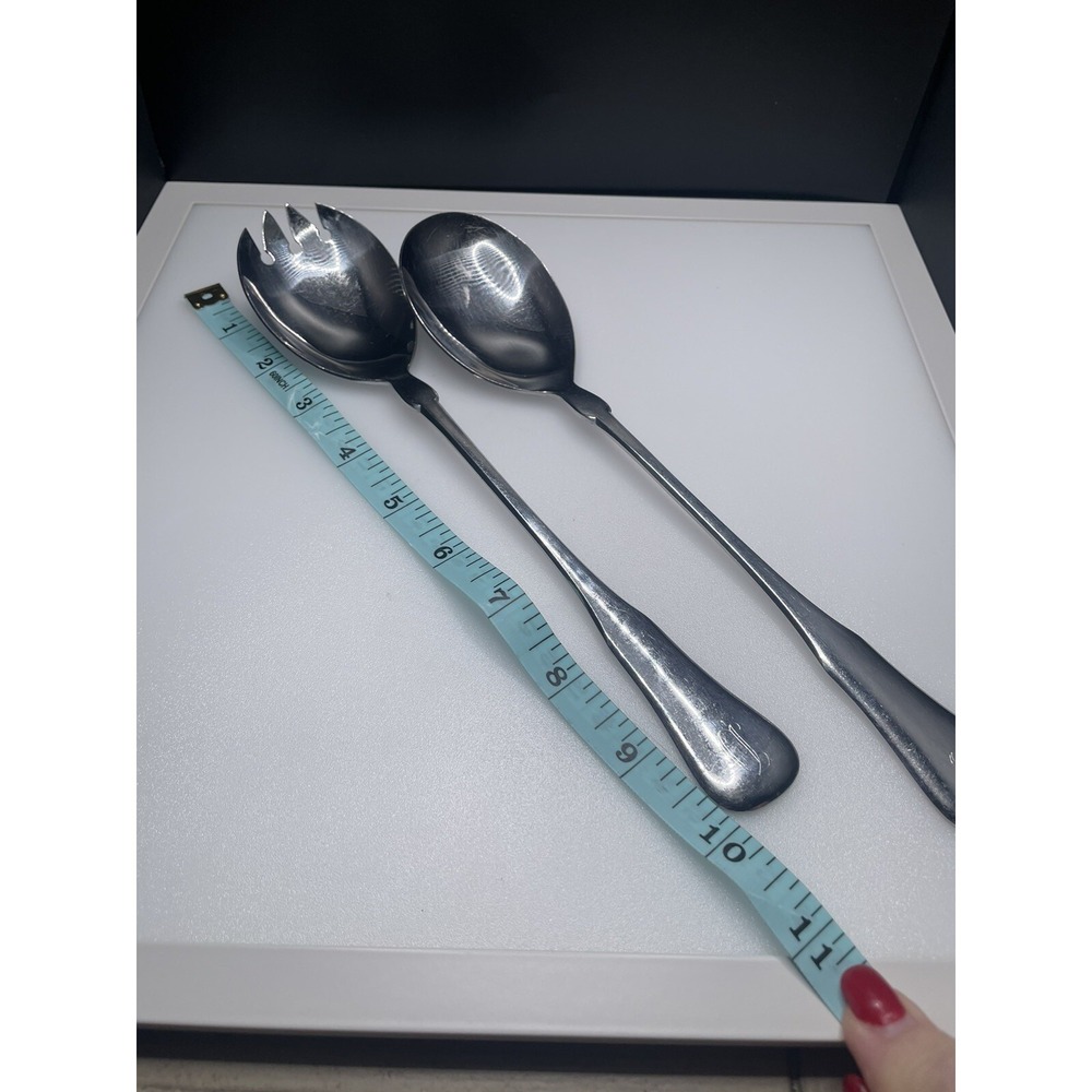 Vintage 1960s Rogers 18/0 Stainless Flatware Cutlery. 10" Serving Spoon & Spork - Picture 6 of 13